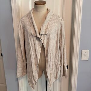 Soft Surroundings Medium Beige Gauzy Lightweight Cardigan Top Lagenlook Minimal